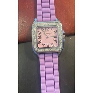 Women's 37mm silver Tone Narmi Watch, Crystal Accents, Lavender Band and Face